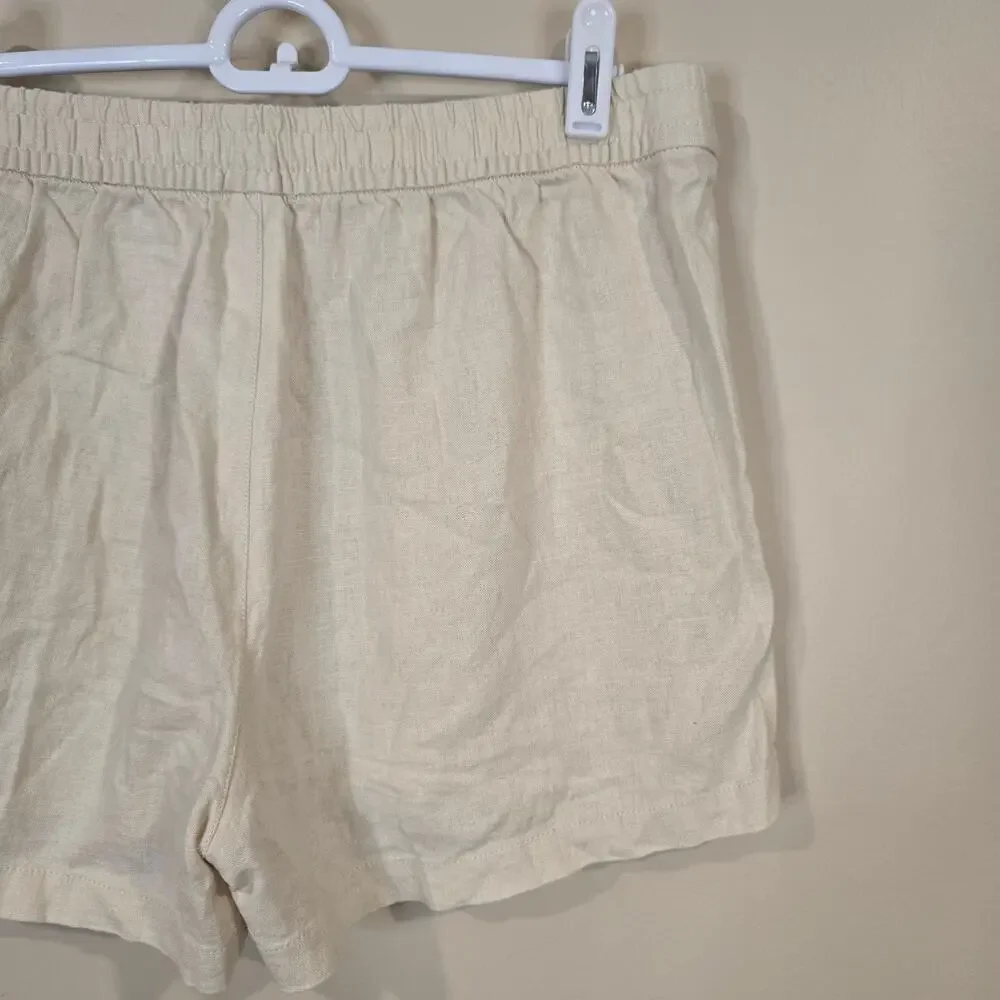 NEW NWT Women's J. Crew Cream Linen Blend Pull On Shorts | Size Small